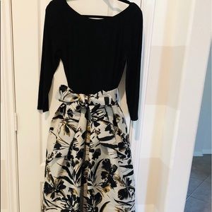 Black and Gold Floral Formal Dress